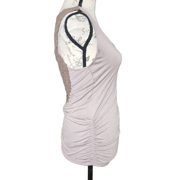 Forever 21 Women's Size Medium Cocoa Brown Crochet Back Ruched Side Tank Top - Picture 7 of 7
